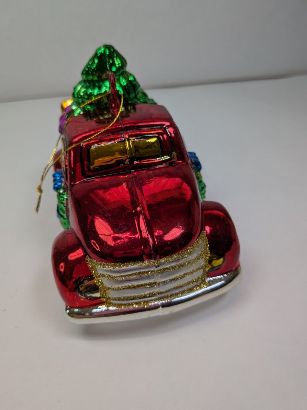 VTG Style Christmas Ornament Lot Red Truck Merry Christmas Joy Green Metallic - Picture 7 of 13